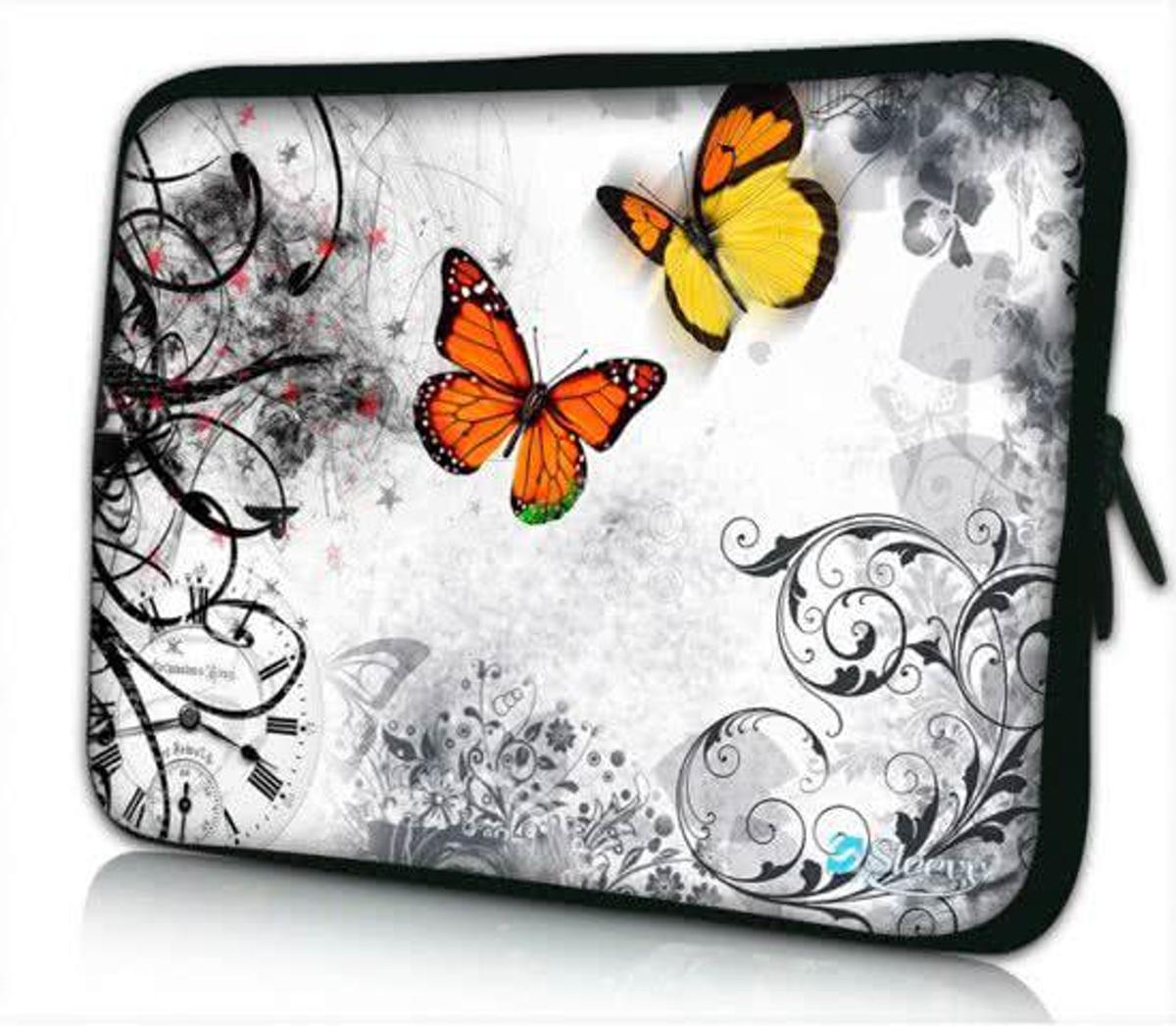 Sleevy 10 laptop/tablet hoes oranje vlinders - tabletsleeve - tablet sleeve - ipad sleeve