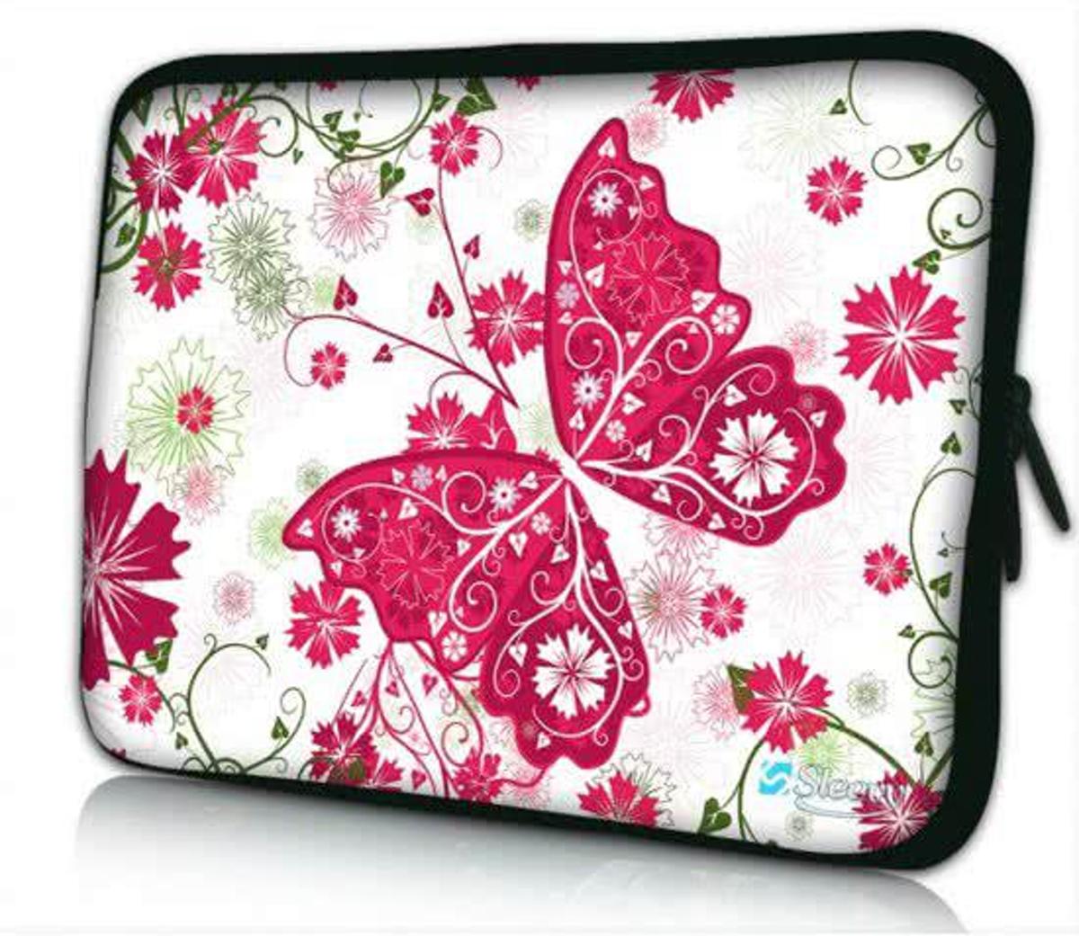 Sleevy 10 laptop/tablet hoes roze vlinder - tabletsleeve - tablet sleeve - ipad sleeve