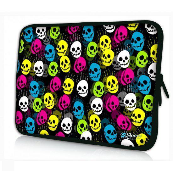 Sleevy 13,3 inch laptophoes macbookhoes gekleurde doodskopjes