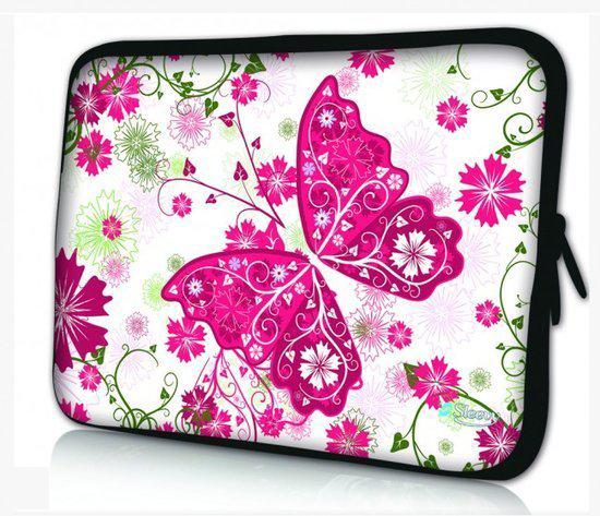 Sleevy 13.3 inch laptophoes roze vlinder