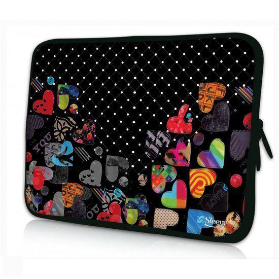 Sleevy 15,6 inch laptophoes gekleurde hartjes