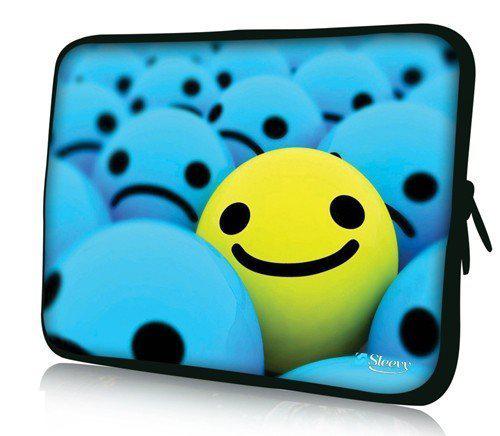 Sleevy 15,6 inch laptophoes gele smiley