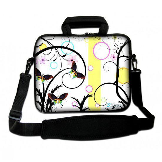 Sleevy 15,6 inch laptoptas vlinder design