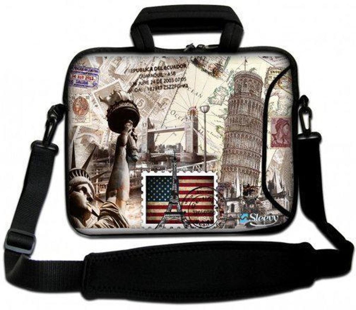 Sleevy 15,6 inch laptoptas wereld monumenten