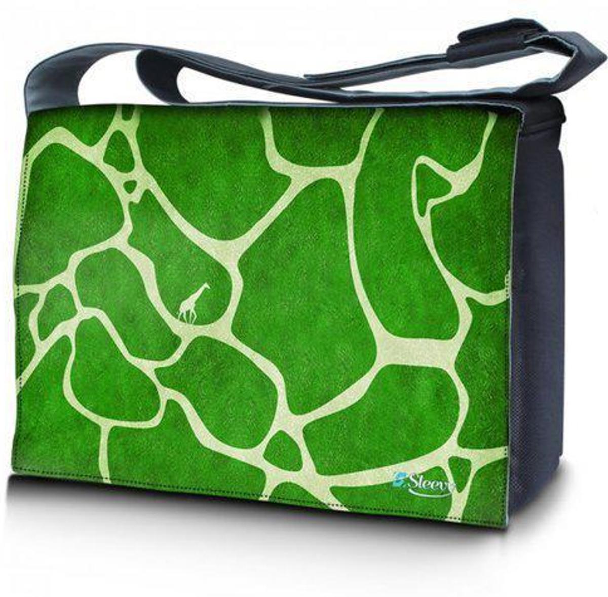 Sleevy 17,3 laptoptas groene giraffe print