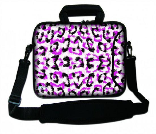 Sleevy 17.3 inch laptoptas witte panterprint