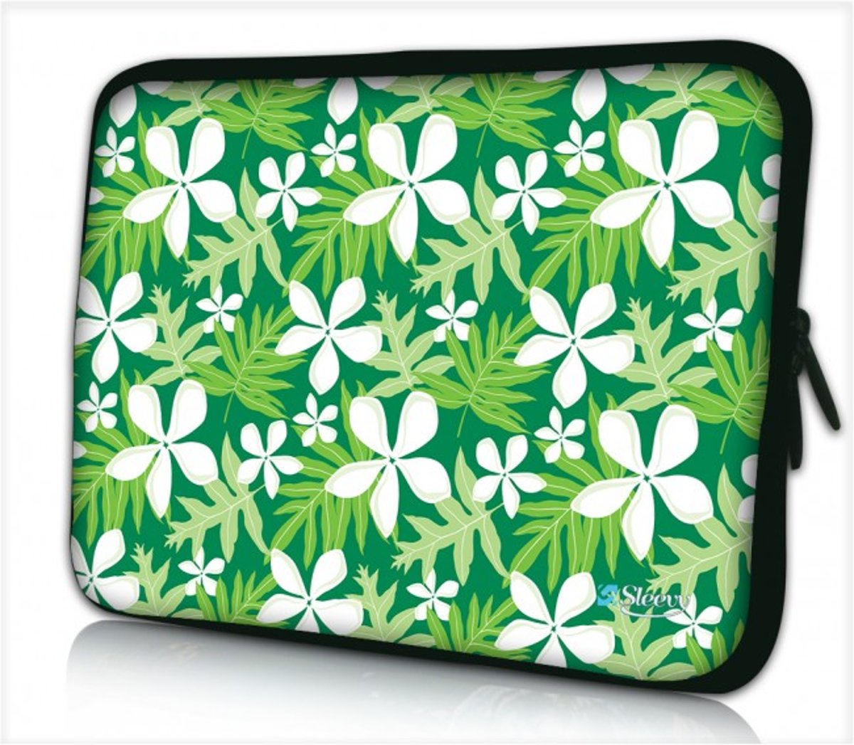 Tablet hoes / laptophoes 10,1 inch bloemen wit - Sleevy - Laptop sleeve - Macbook hoes - beschermhoes - tabletsleeve - tablet sleeve - ipad sleeve