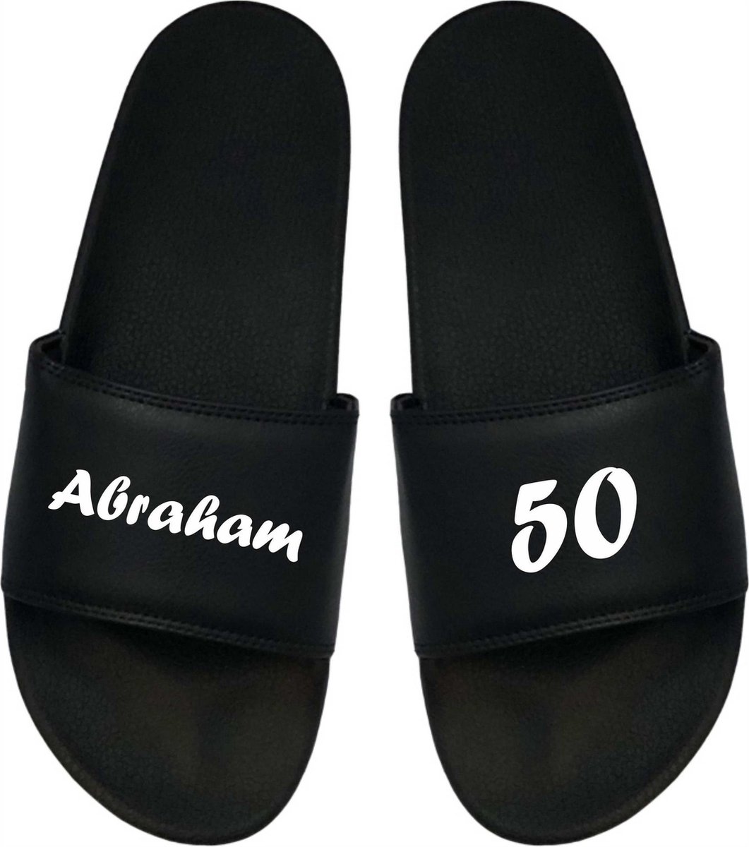 Cadeau 50 Jaar - Cadeau Abraham - Slippers 50 jaar - Cadeau Badslippers- Badslippers Heren