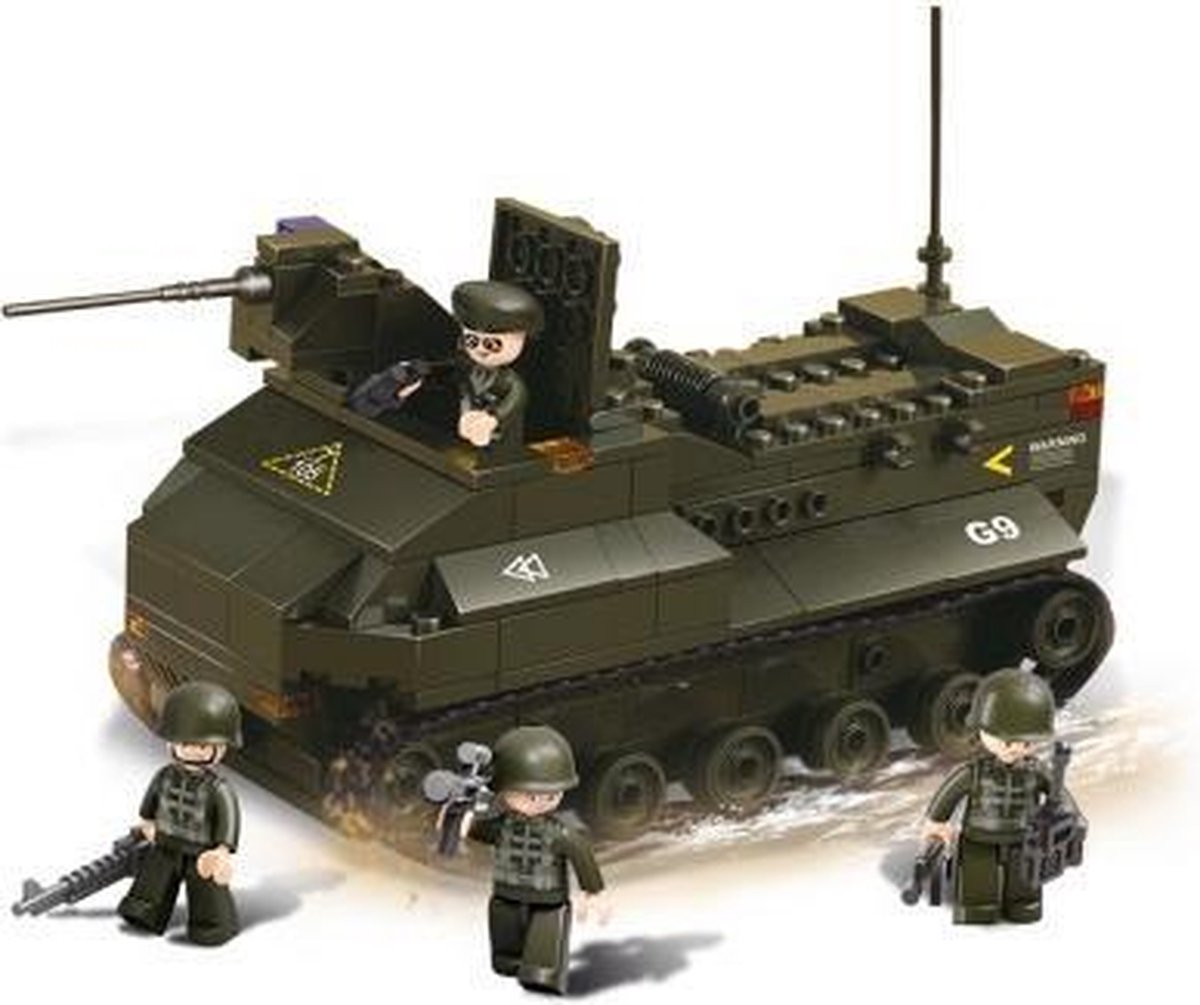 Leger/soldaten speelgoed set van Sluban - 2x army voertuigen - Tank en een pantservoertuig - Ongeveer 31 cm