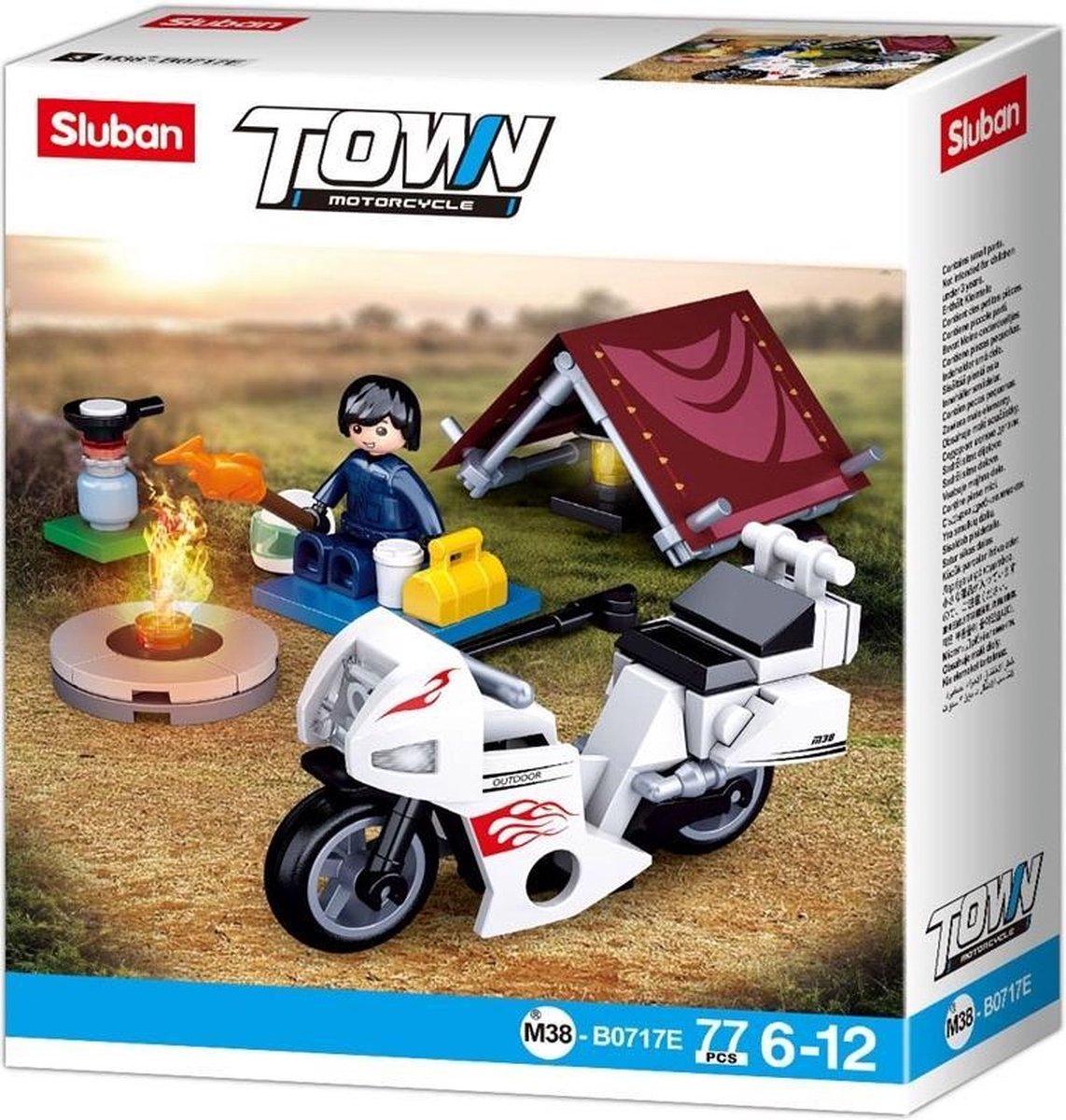 Sluban Kamperende Motorijder Town Junior 16,5 Cm 77-delig