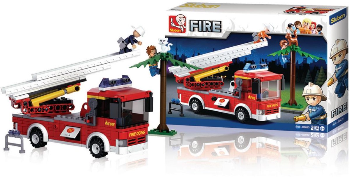 Sluban M38-B0625 Bouwstenen Fire Serie Ladderwagen