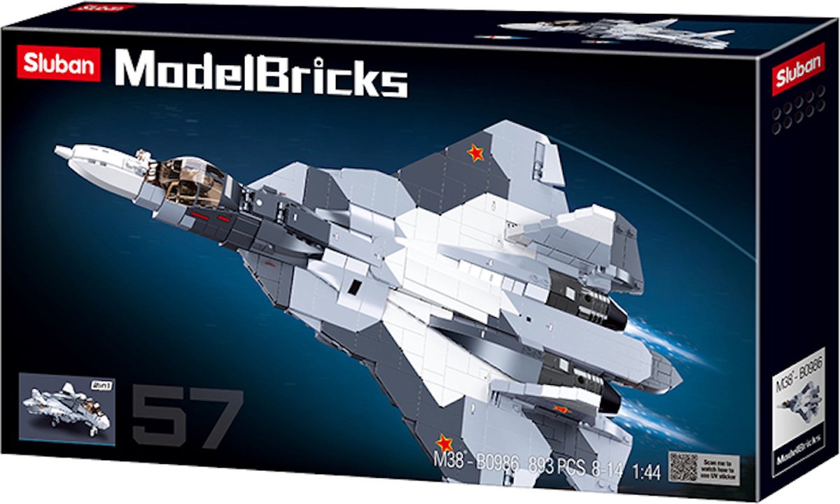   M38-B0986 - Mig Straaljager - 893 onderdelen - Lego Compatibel - Bouwdoos