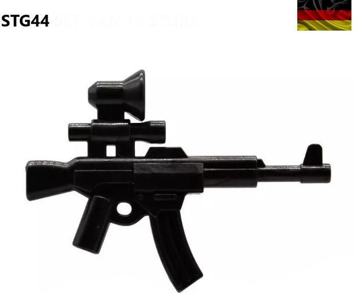 WW2 Bouwstenen - 10x Duitse STG44 Sturmgewehr - Geschikt voor Lego compatible - Geschikt voor Lego compatible - Soldaten - Militair - Tank - Army - Wapens - Geweren - Tweede Wereld Oorlog - Mini-figures - Leger - Duits - Navy Seals - Commando