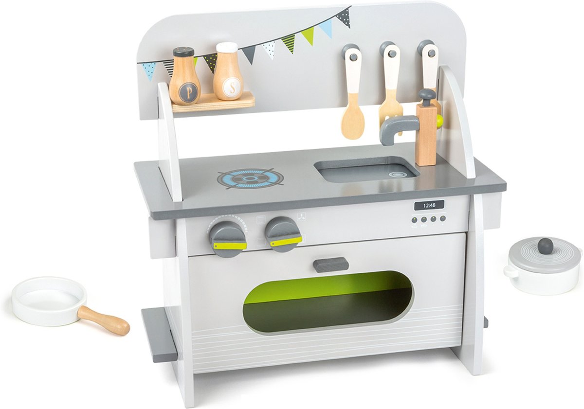 Small Foot Houten Kinderkeuken Wit/grijs 36 X 17 X 37