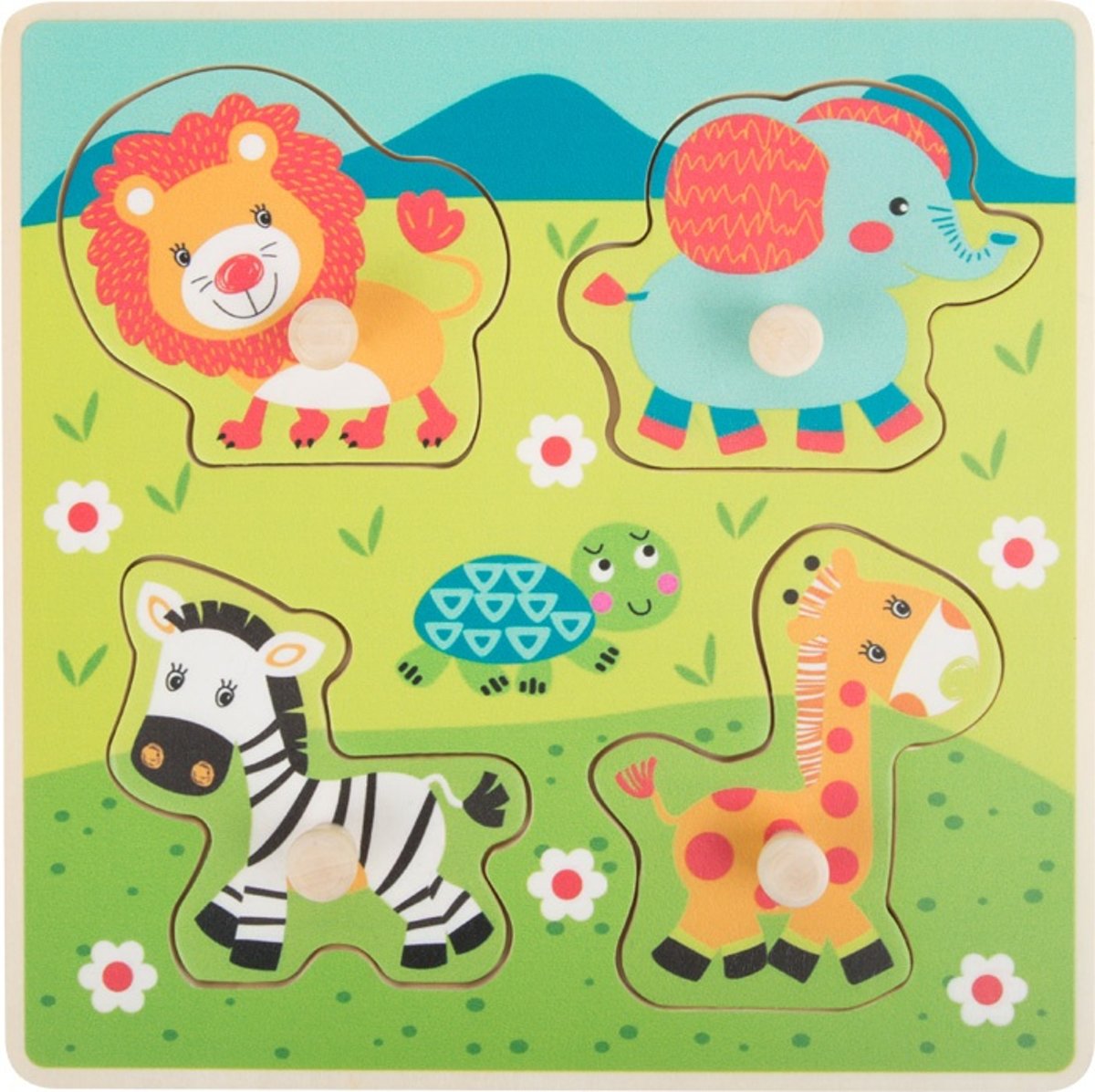 Small Foot Houten Vormenpuzzel Safari 22 Cm 4 Stukjes