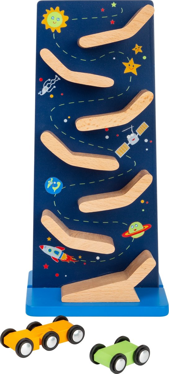 Small Foot Knikkertoren Space Hout Junior 25 Cm Blauw/blank