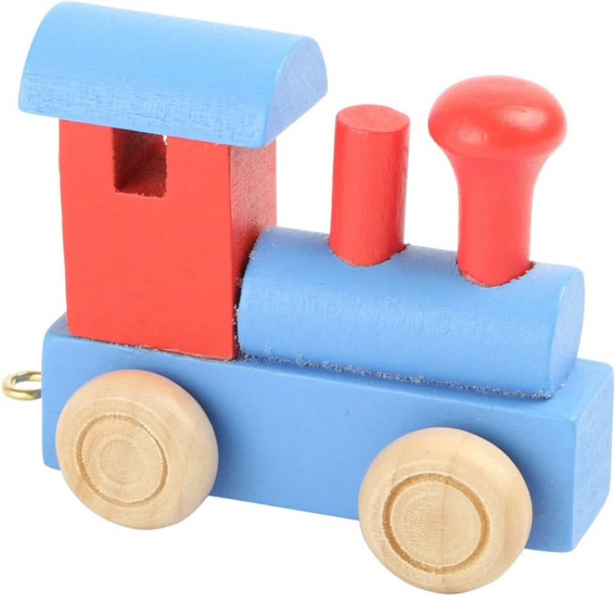 Small Foot Locomotief Hout Rood/blauw 7 X 3 X 5,5 Cm