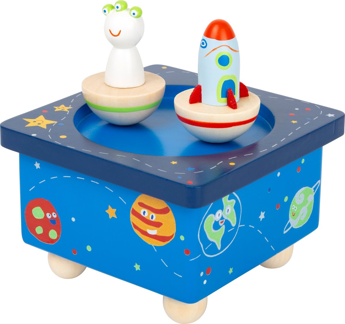 Small Foot Muziekdoos Space Hout Junior 10 Cm Blauw