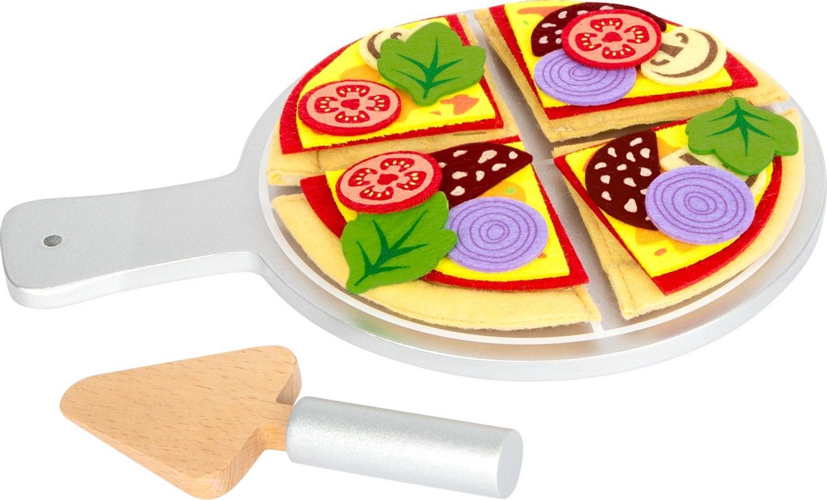 Small Foot Pizzaset Junior 27 X 20 Cm Vilt/hout 10-delig