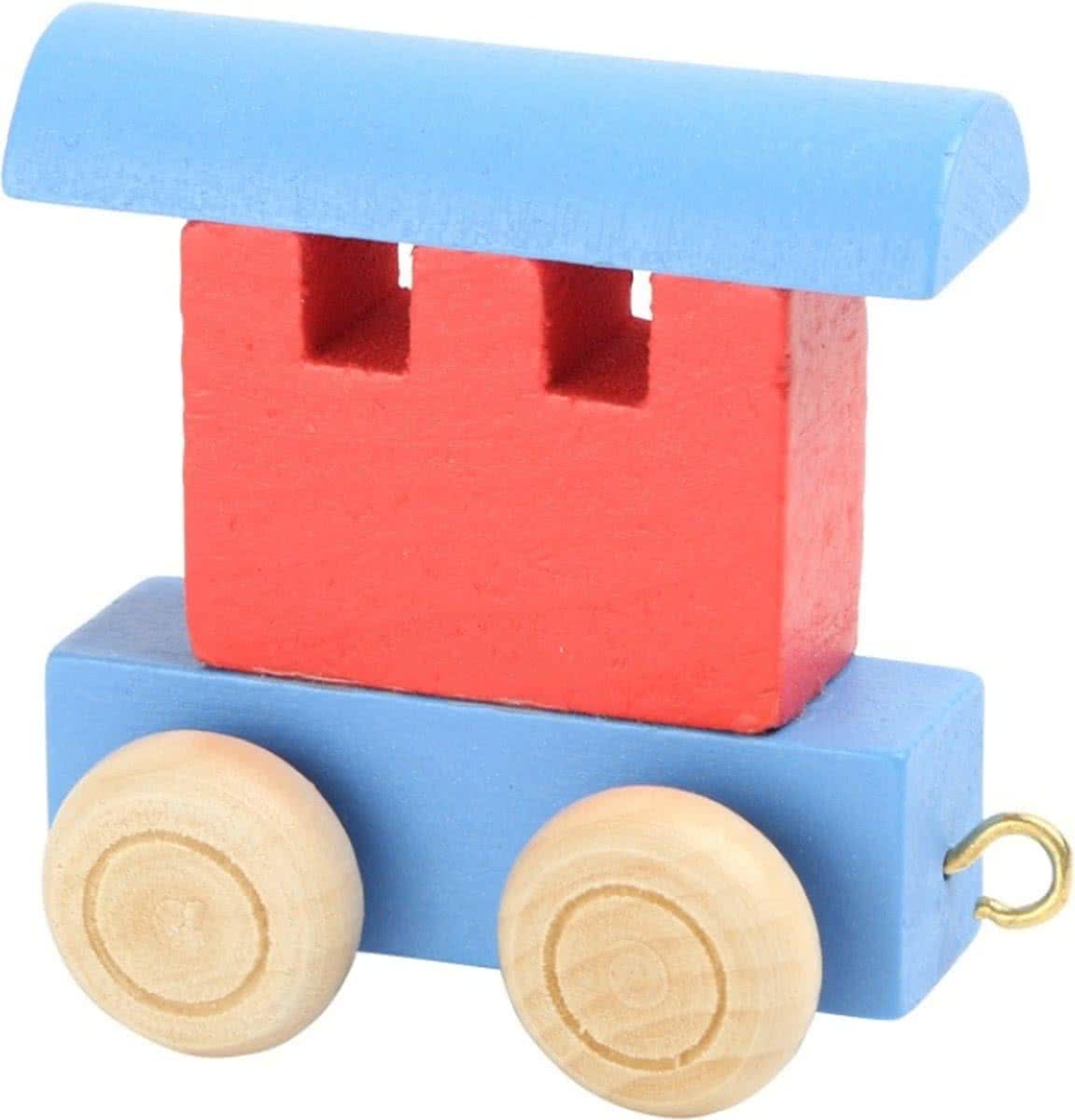 Small Foot Treinwagon Hout Rood/blauw 6 X 3 X 5,5 Cm