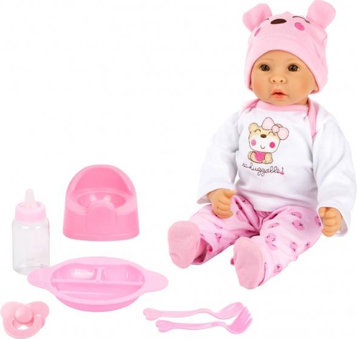 babypop Marie meisjes 42 cm roze/wit 10-delig