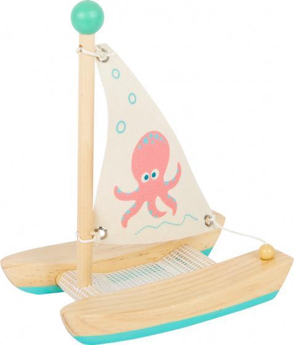 catamaran octopus junior 19 cm hout/textiel naturel