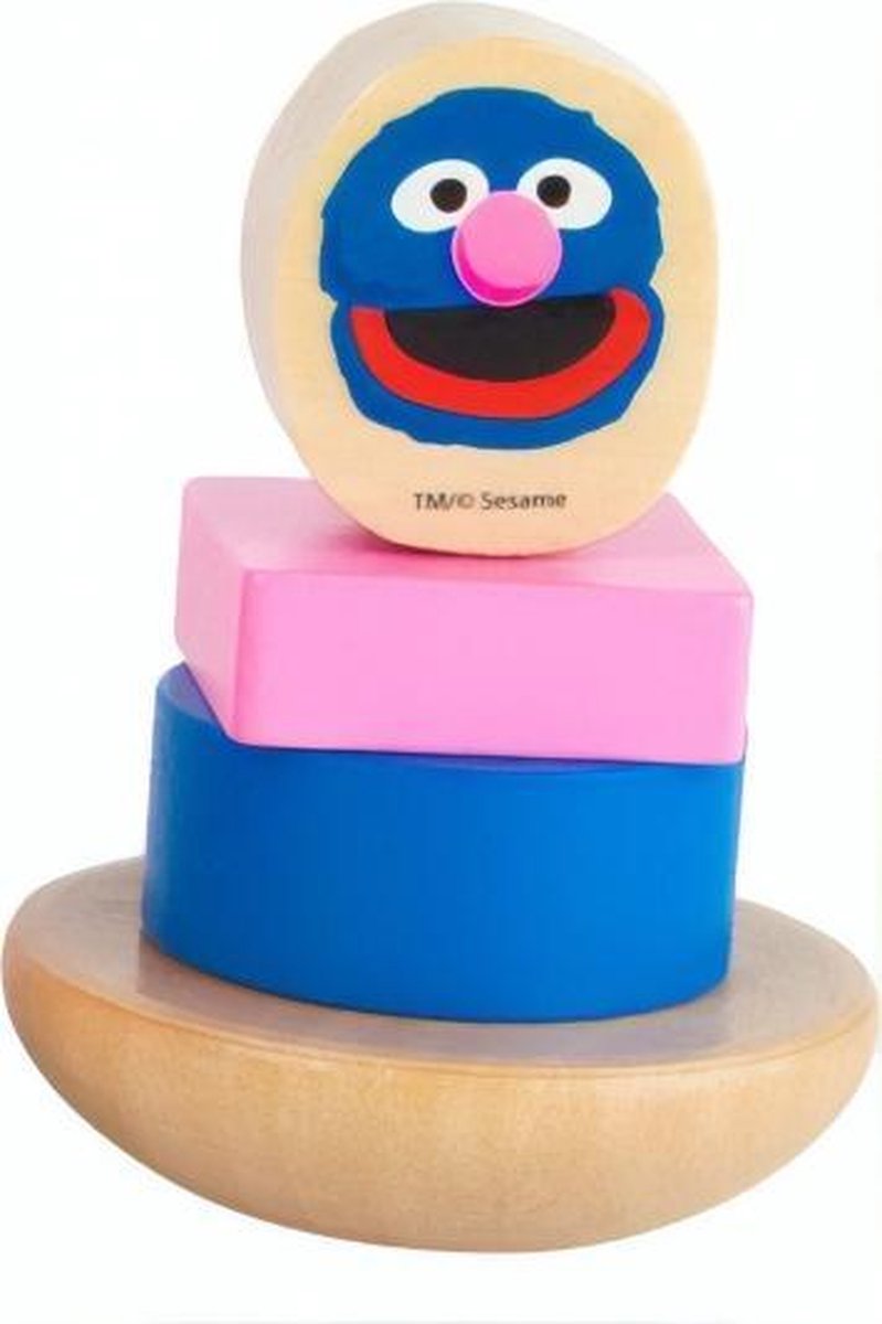 houten stapelfiguur Sesamstraat Grover 9 cm