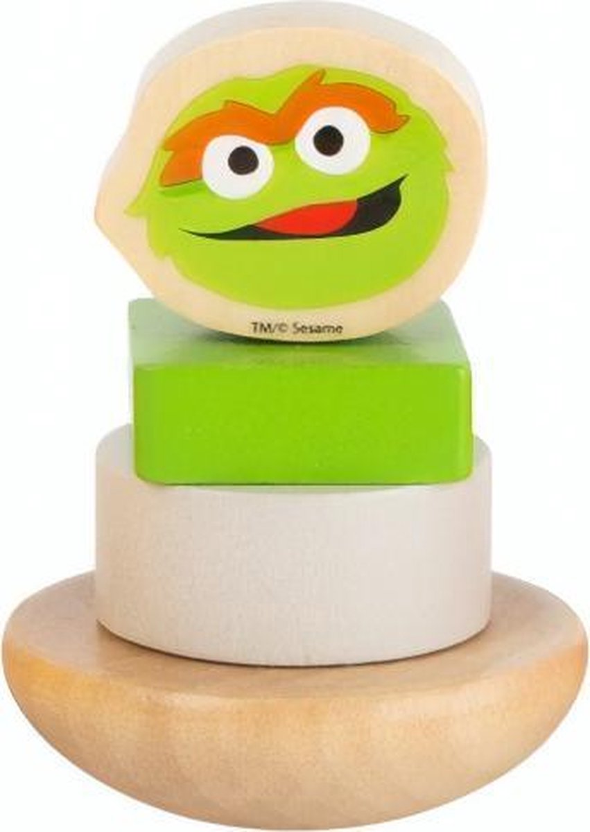 houten stapelfiguur Sesamstraat Oscar 9 cm