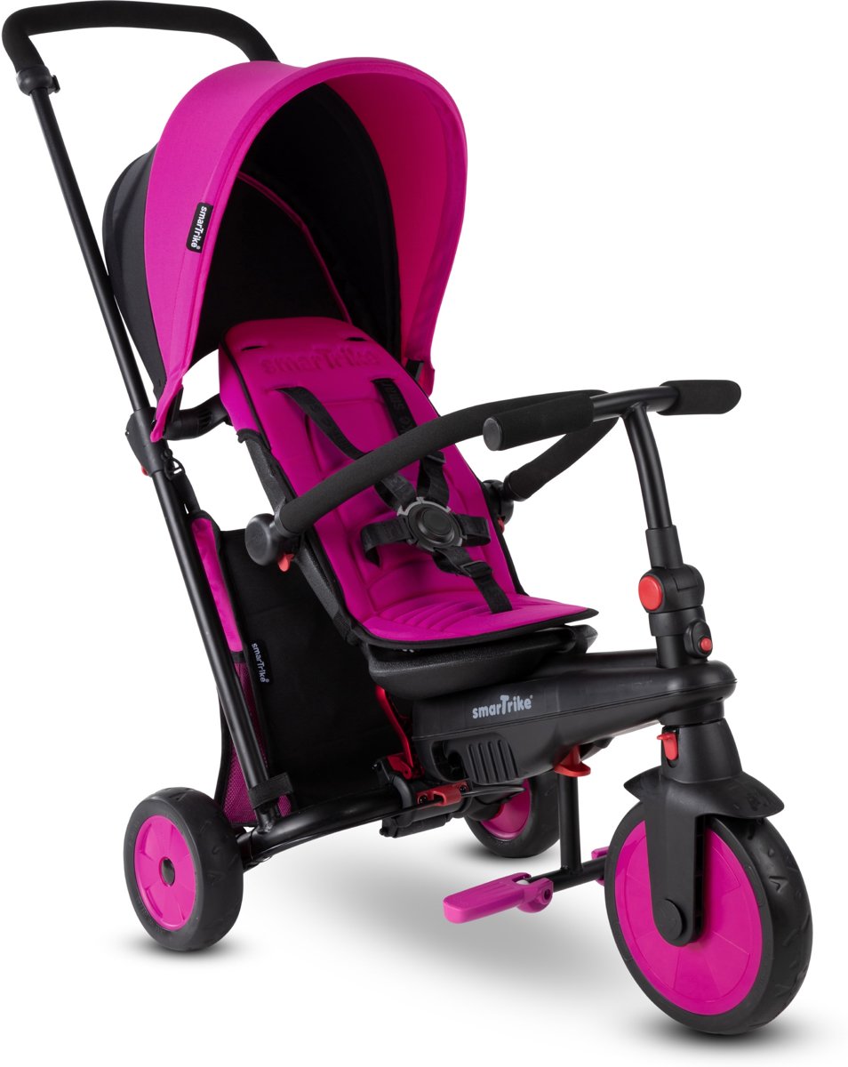   STR3 - Opvouwbare   voor Meisje met Duwstang - Trike - Roze - Kinder wagen