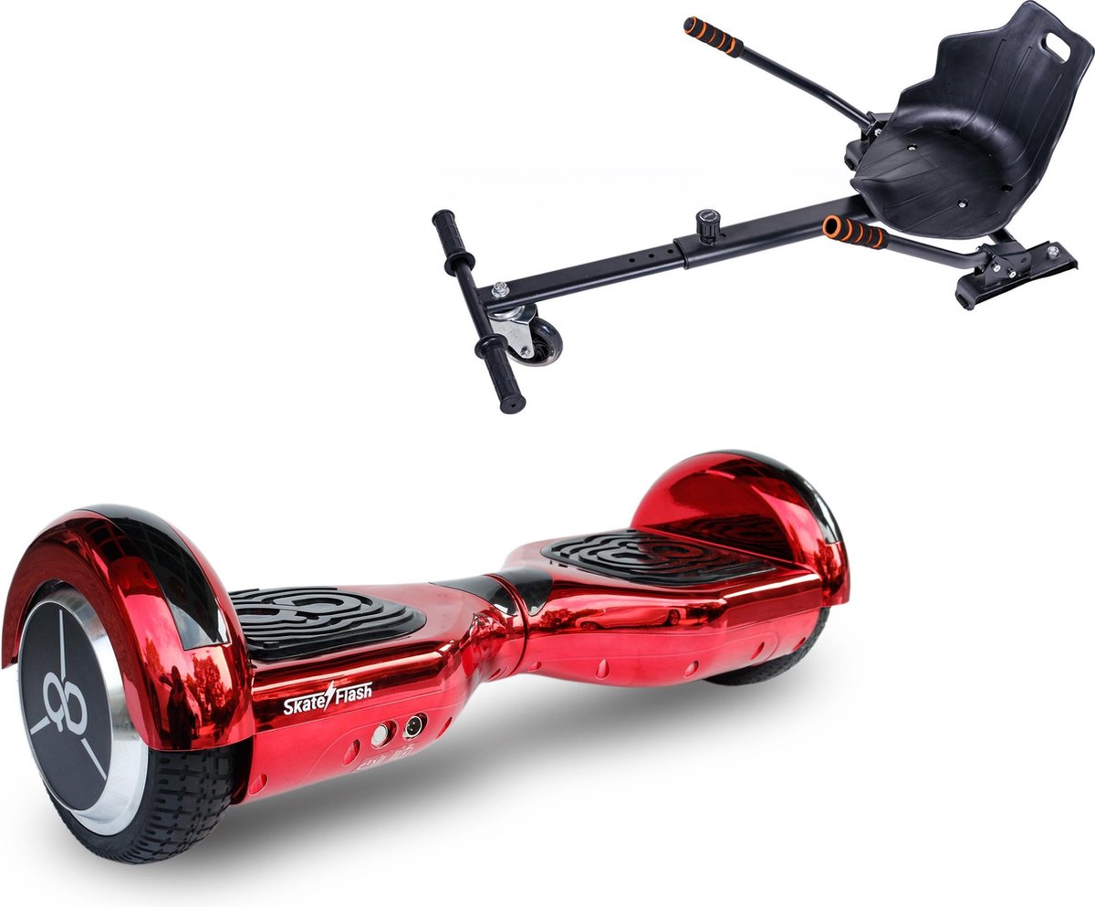 Package Electric Scooter Smart Balance™ 6.5 inch, Regular Skate Flash Eletro Red + Hoverkart, LED