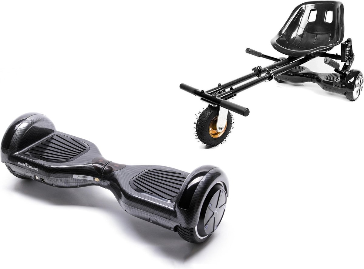 Package Smart Balance™ Hoverboard 6.5 inch, Regular Carbon + Hoverseat with Suspensions, Motor 700 Wat, Bluetooth, LED