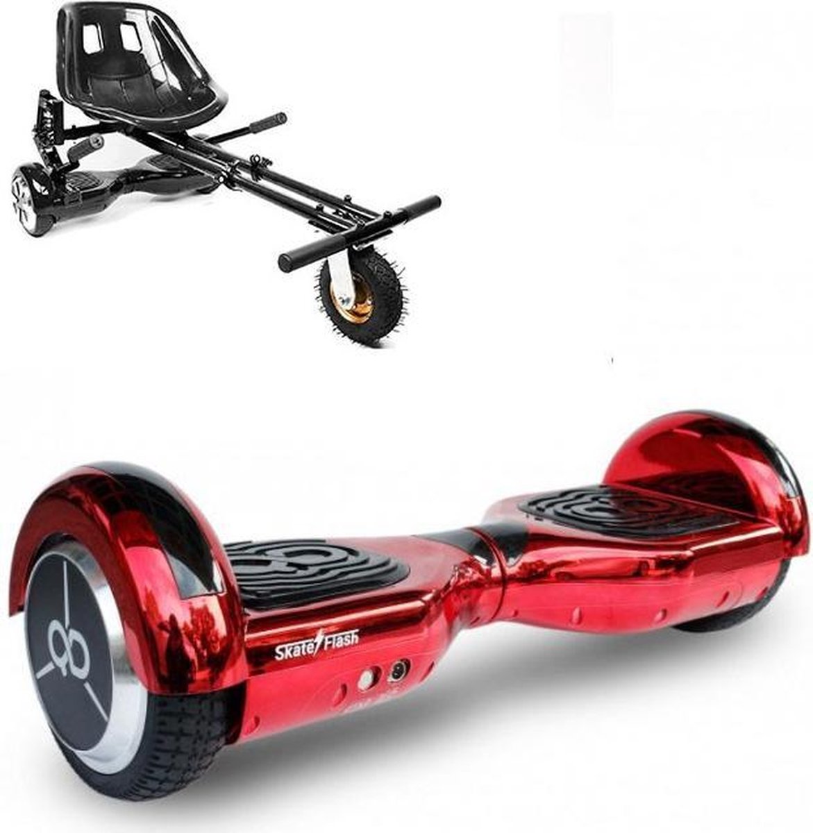 Package Smart Balance™ Hoverboard 6.5 inch, Regular Skate Flash Eletro Red + Hoverseat with Suspensions