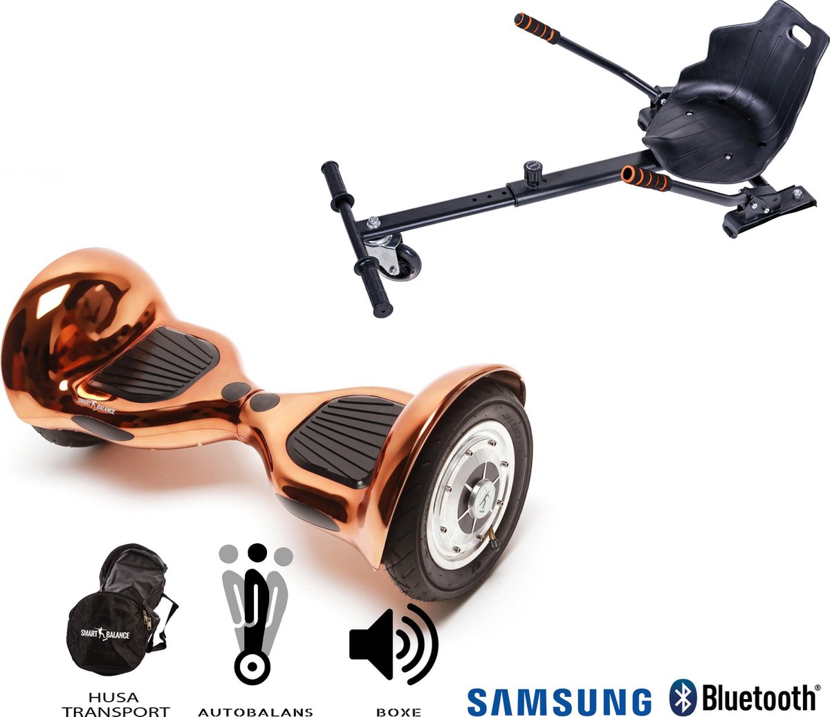 Pakke Smart Balance™ Hoverboard 10 tommer, OffRoad Iron + Hoverseat, Batteri 4 Ah, Bluetooth, Taske, Lysdioder