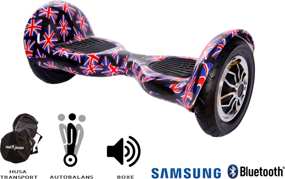 SMART BALANCE Hoverboard OffRoad England - 10 pouces, Bluetooth