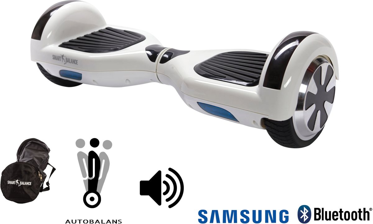 SMART BALANCE Hoverboard Regular White Pearls - 6.5 pouces, Bluetooth, 700W, LED