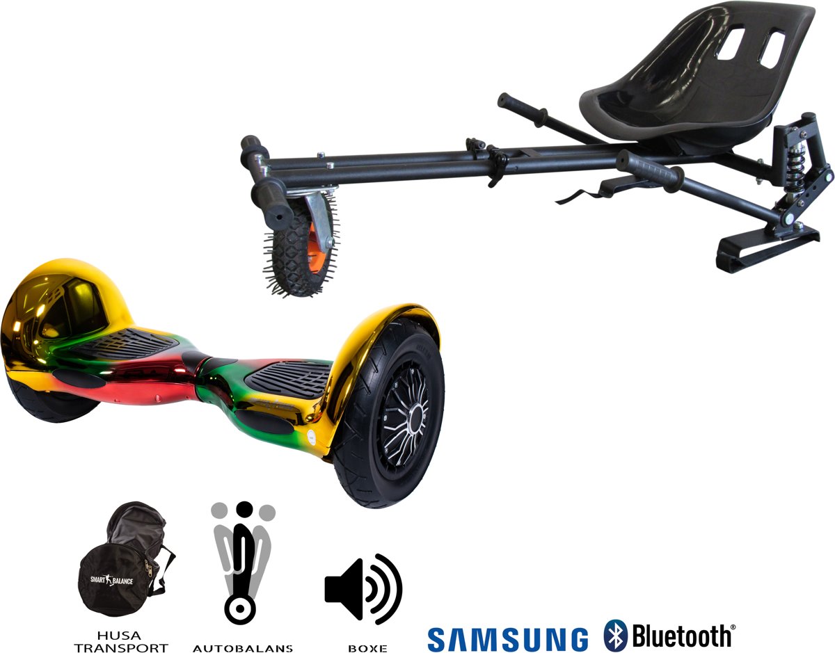 SMART BALANCE Paquet Hoverboard OffRoad California + Hoverseat avec suspensions - 10 pouces, Bluetooth