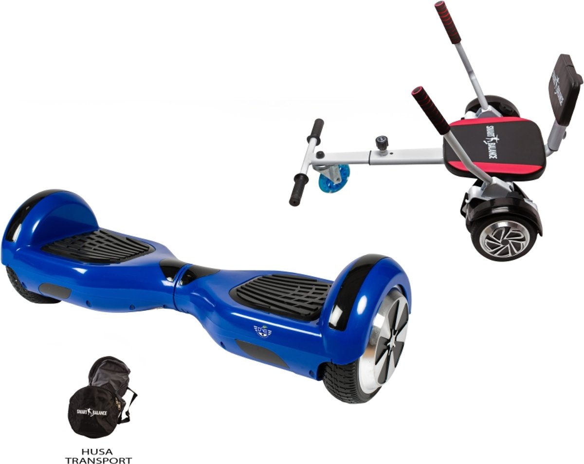 SMART BALANCE Paquet Hoverboard Regular Blue + Hoverseat avec une éponge - 6.5 pouces