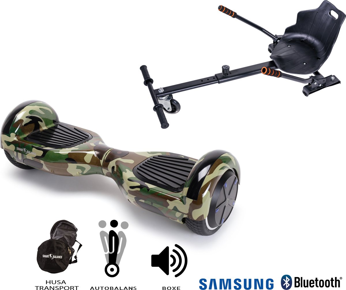 SMART BALANCE Paquet Hoverboard Regular Camouflage + Hoverseat - 6.5 pouces, Bluetooth