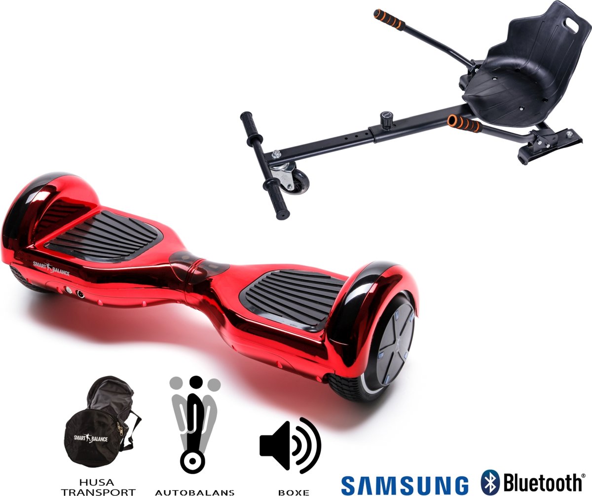 SMART BALANCE Paquet Hoverboard Regular Electro Red + Hoverseat - 6.5 pouces, Bluetooth