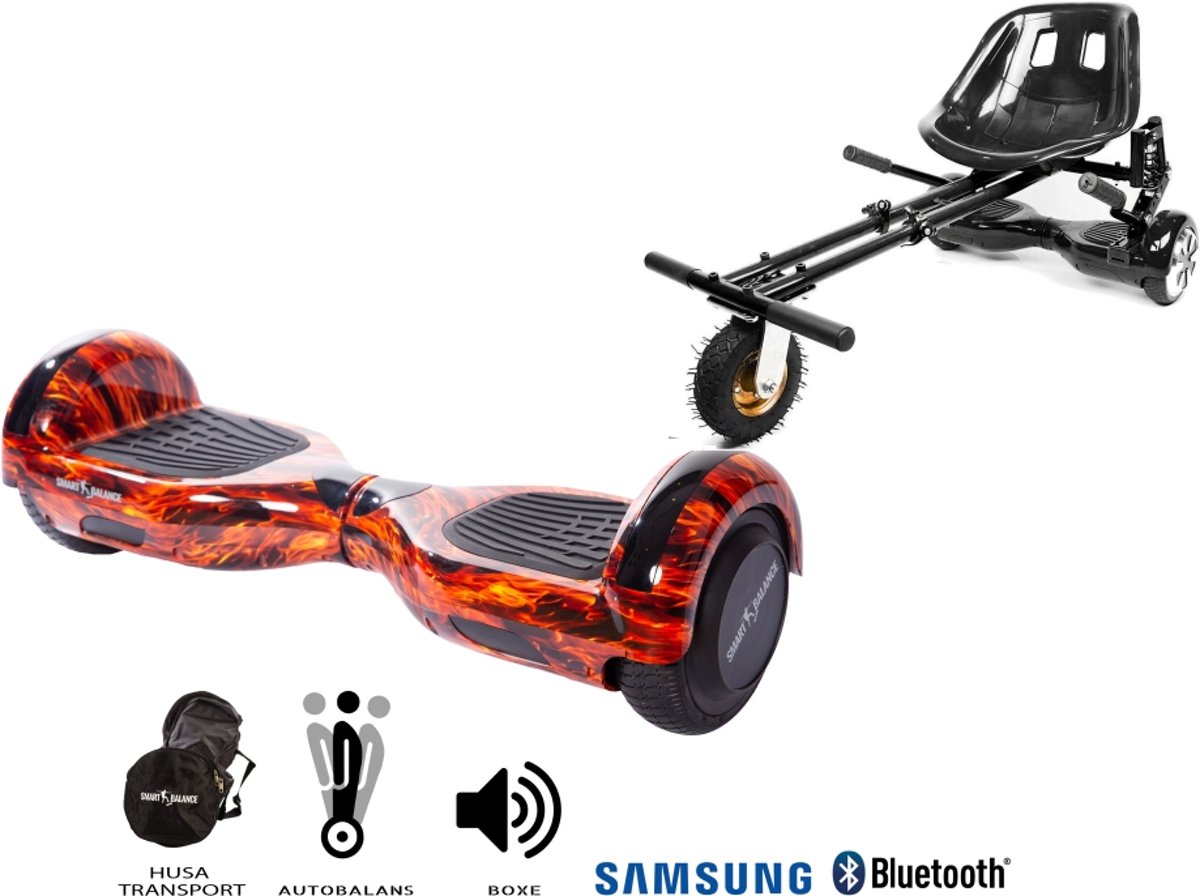 SMART BALANCE Paquet Hoverboard Regular Flame + Hoverseat avec suspensions - 6.5 pouces, Bluetooth