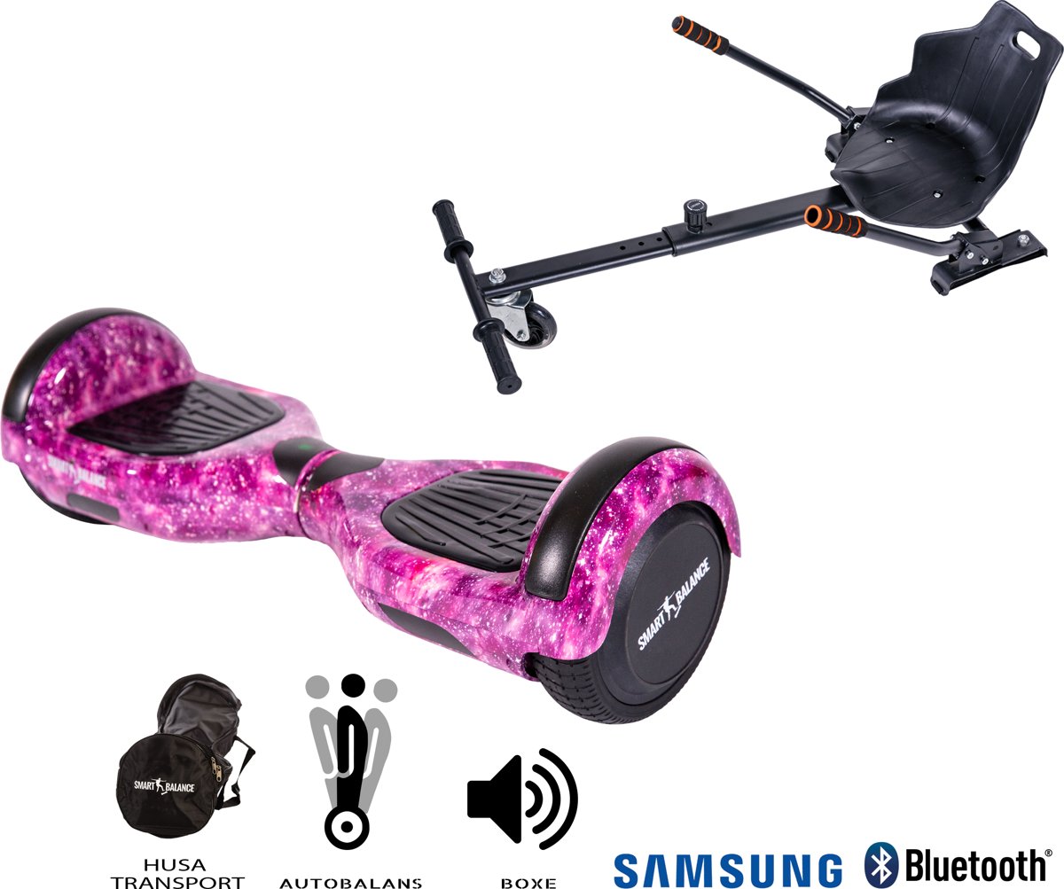 SMART BALANCE Paquet Hoverboard Regular Galaxy + Hoverseat - 6.5 pouces, Bluetooth