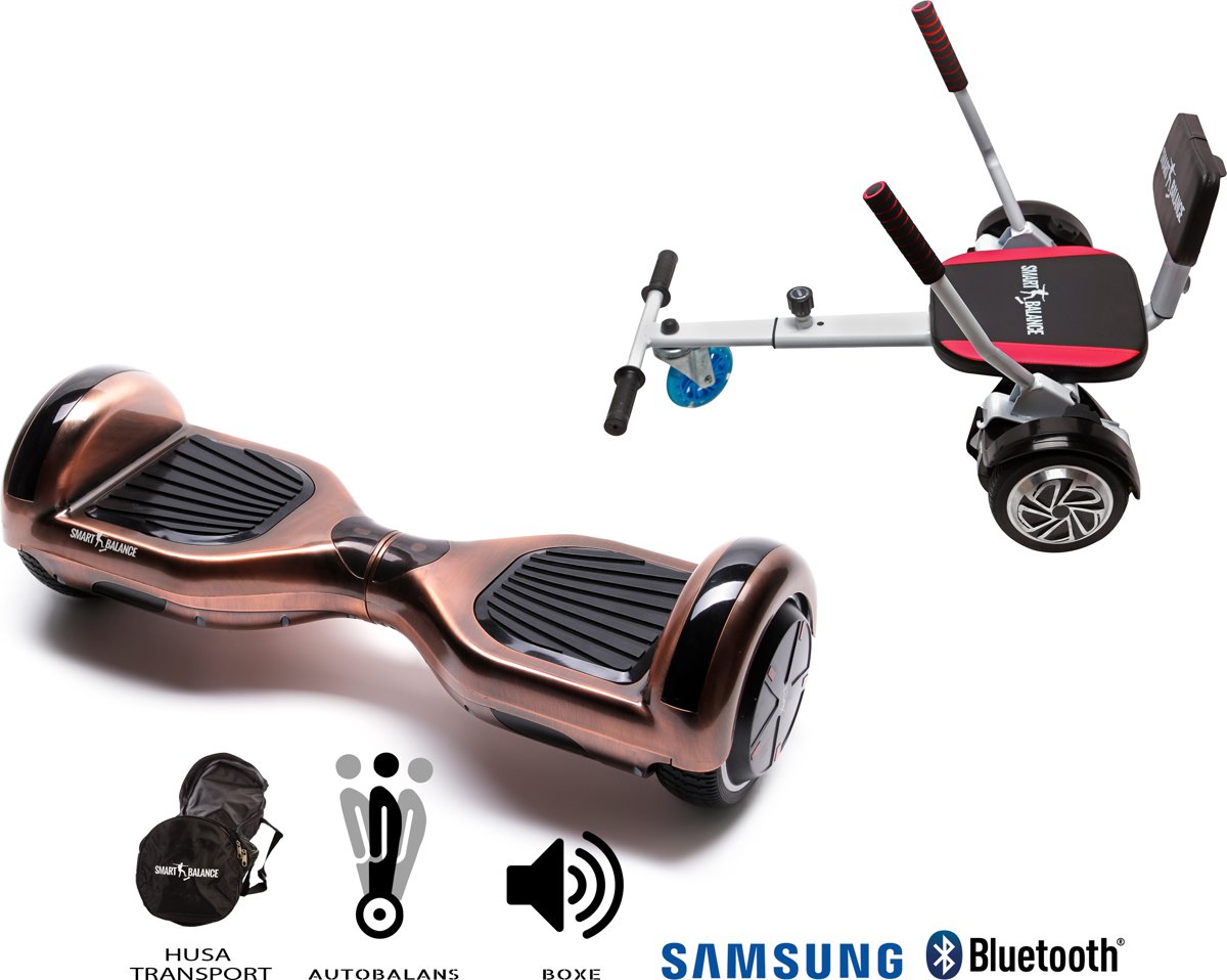 SMART BALANCE Paquet Hoverboard Regular Iron + Hoverseat avec une éponge - 6.5 pouces, Bluetooth