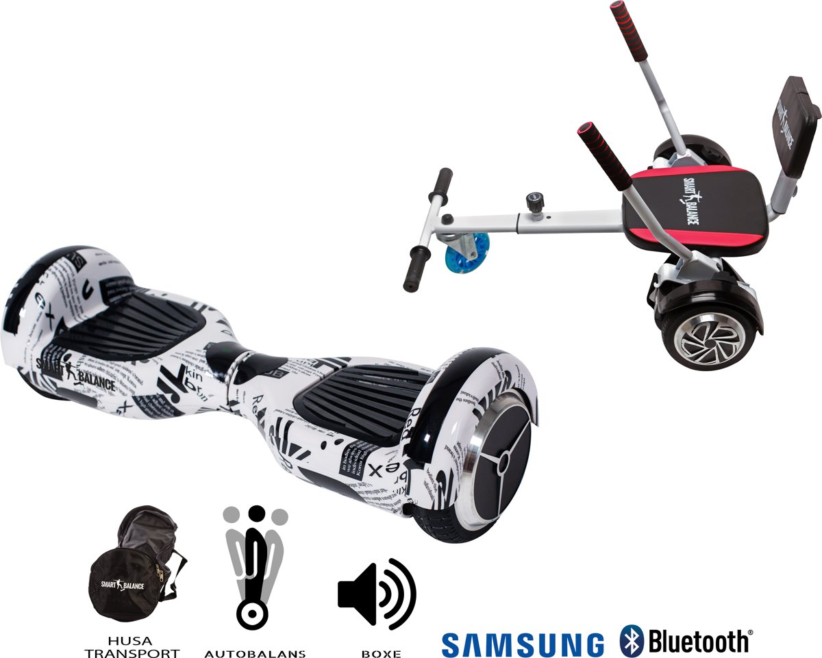 SMART BALANCE Paquet Hoverboard Regular Newspaper + Hoverseat avec une éponge - 6.5 pouces, Bluetooth