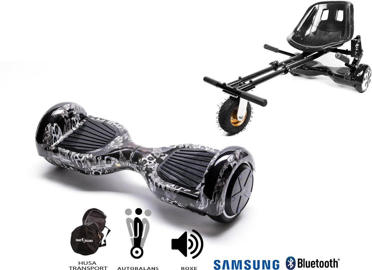 SMART BALANCE Paquet Hoverboard Regular SkullHead + Hoverseat avec suspensions - 6.5 pouces, Bluetooth