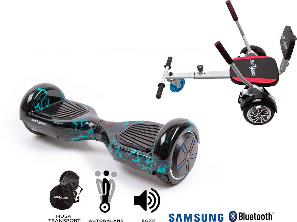 SMART BALANCE Paquet Hoverboard Regular ThunderStorm + Hoverseat avec une éponge - 6.5 pouces, Bluetooth