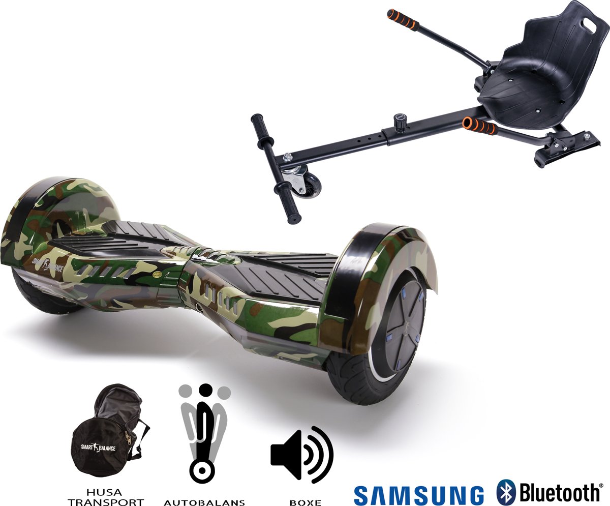 SMART BALANCE Paquet Hoverboard Transformers Camouflage + Hoverseat - 8 pouces, Bluetooth