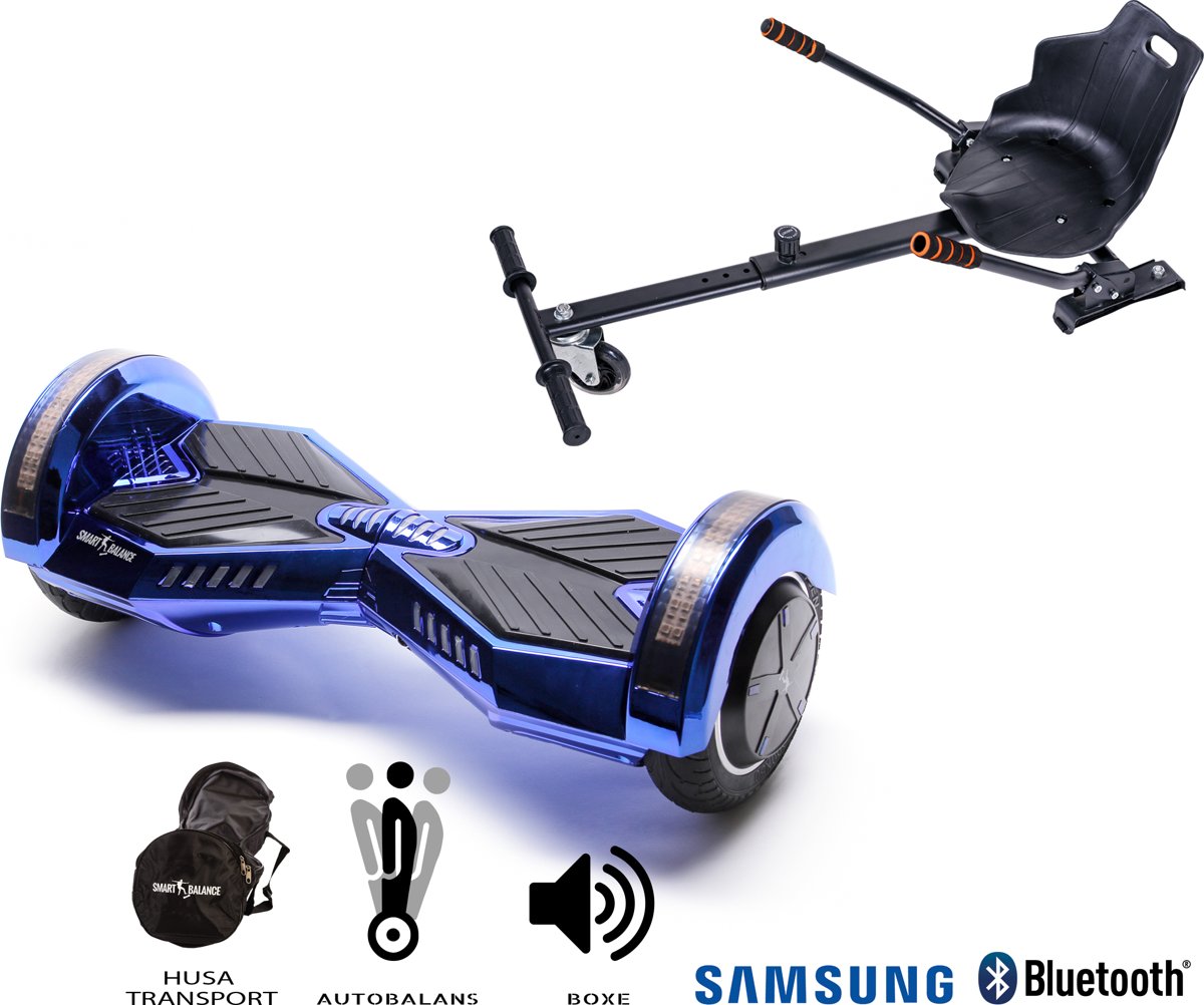 SMART BALANCE Paquet Hoverboard Transformers ElectroBlue + Hoverseat - 8 pouces, Bluetooth