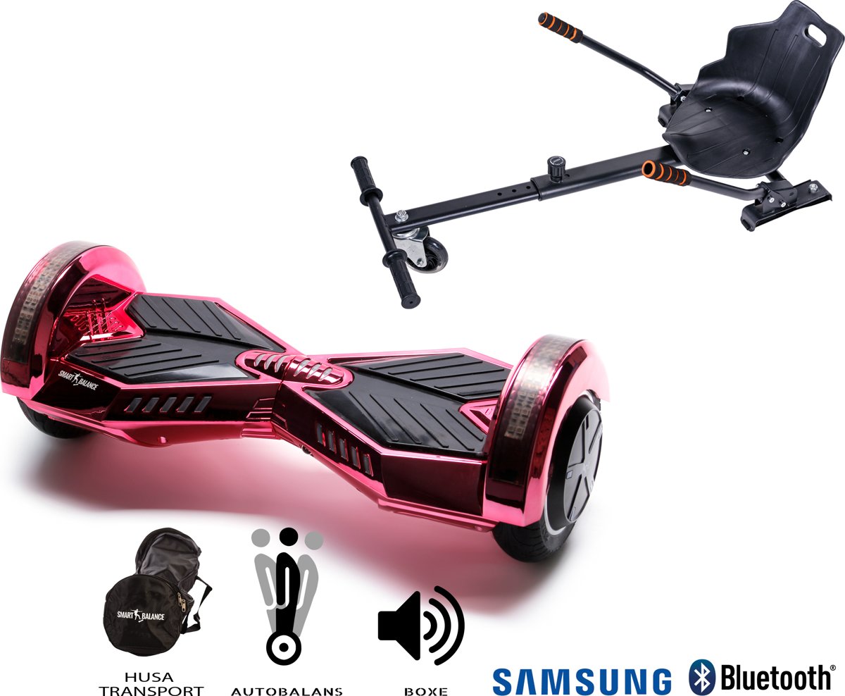 SMART BALANCE Paquet Hoverboard Transformers ElectroPink + Hoverseat - 8 pouces, Bluetooth