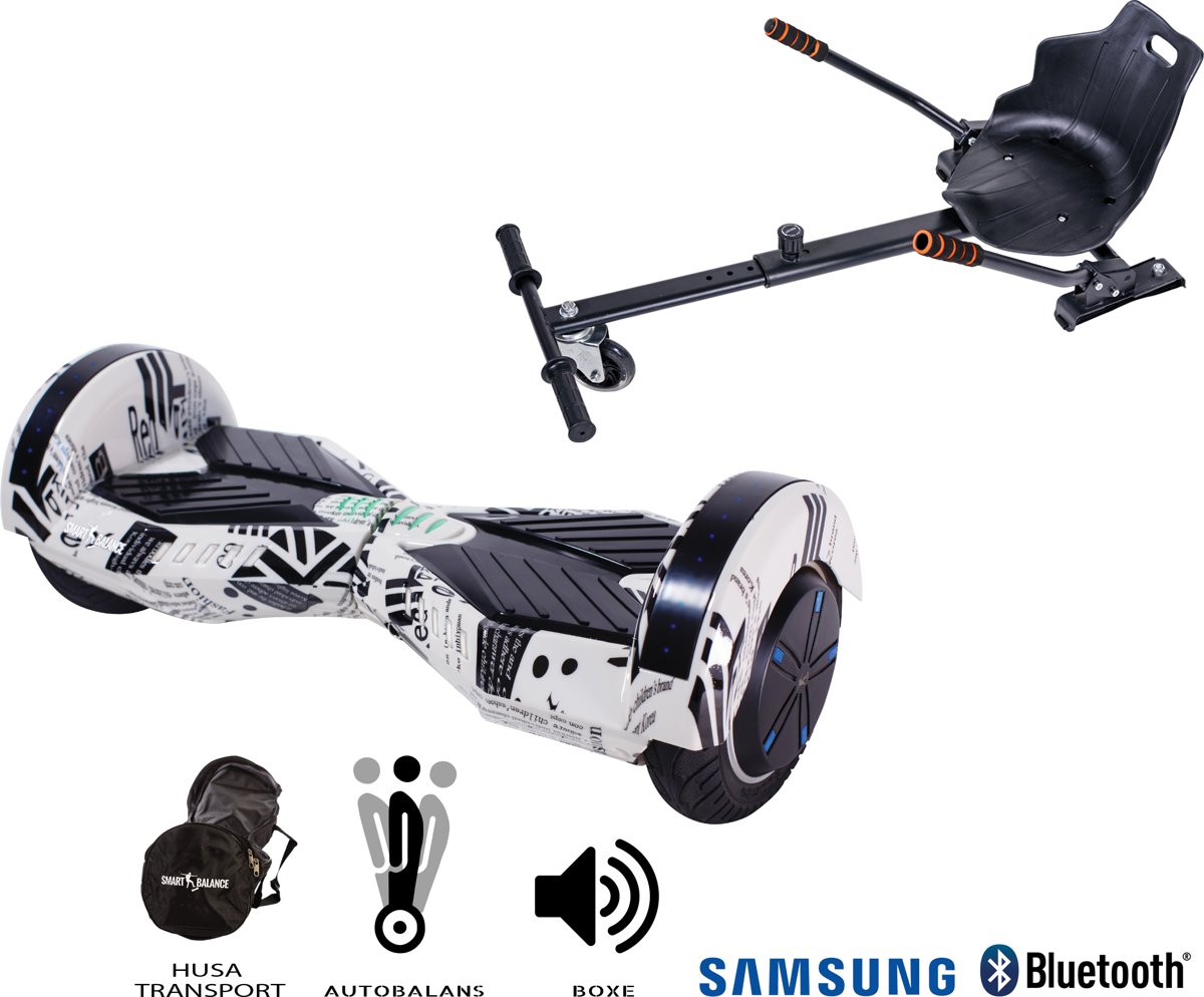 SMART BALANCE Paquet Hoverboard Transformers Newspaper + Hoverseat - 8 pouces, Bluetooth