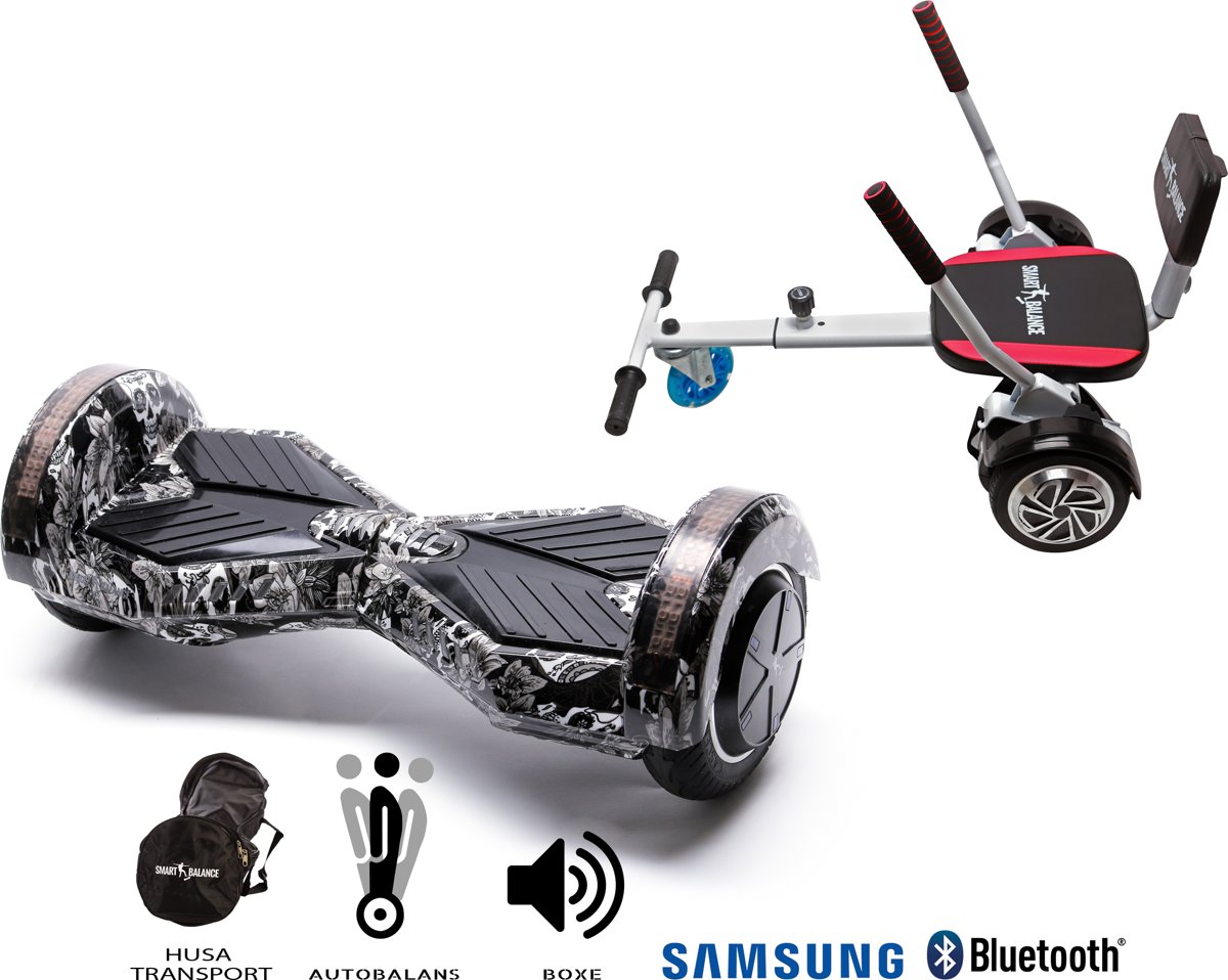 SMART BALANCE Paquet Hoverboard Transformers SkullHead + Hoverseat avec une éponge - 8 pouces, Bluetooth